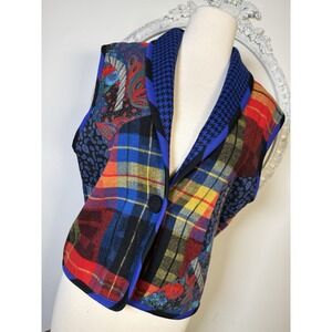 VTG Canvasbacks Lutton Horsfield Vest Wool Vibrant Plaid Tartan Barn Holiday S